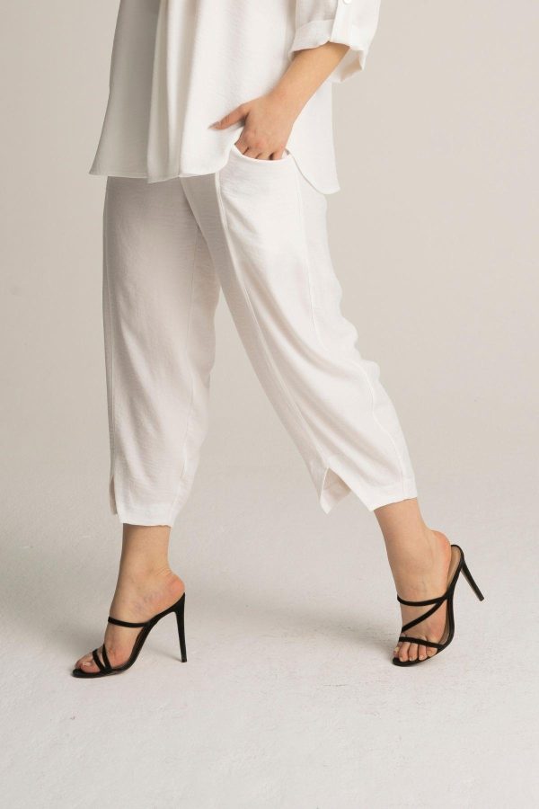 Wholesale Plus Size Linen Women White Trousers