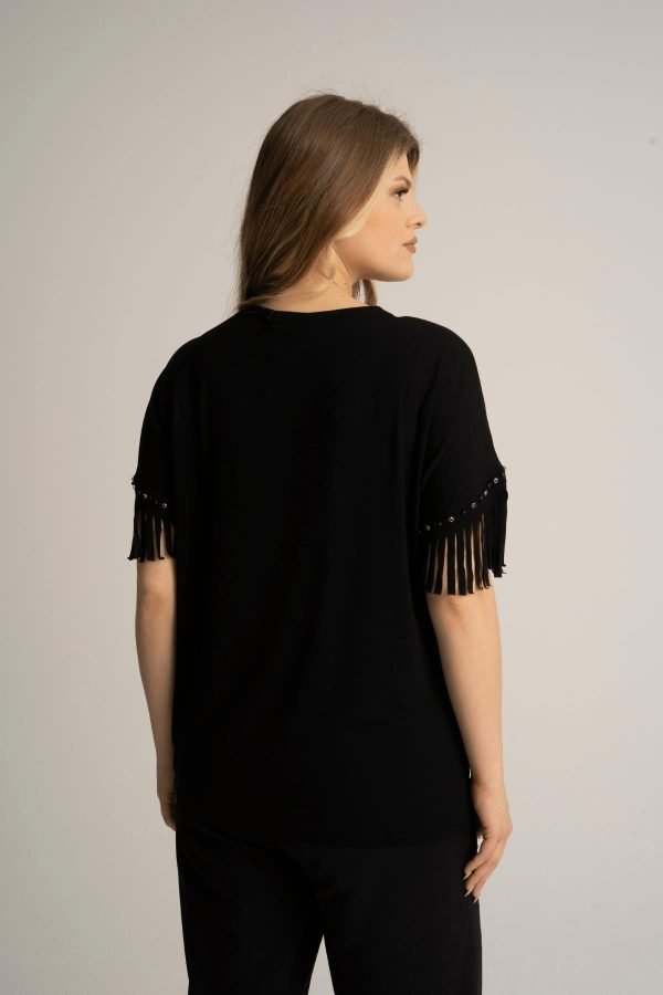 Wholesale Plus Size Short Sleeve Black Blouse