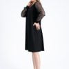 Plus Size Sleeve Polka Dot Black Midi Dress