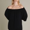Wholesale Plus Size Collar Elastic Black Blouse
