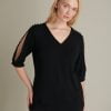 Wholesale Plus Size Collar And Sleeve Pearls Black Blouse